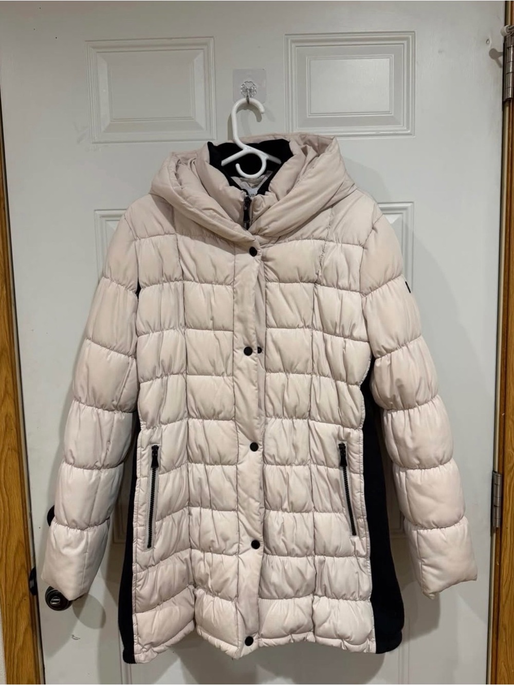 Calvin Klein Pale Pink Quilted Hooded Puffer Jacket